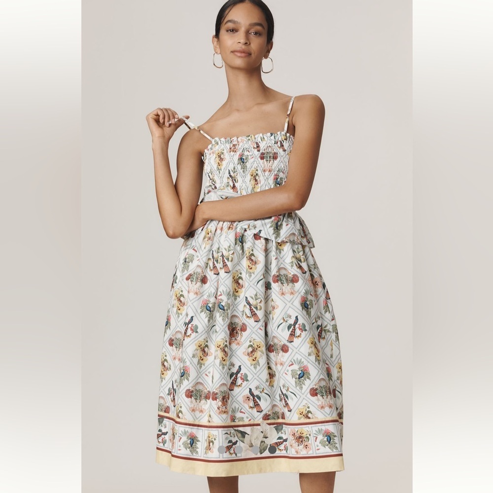 🎉RARE🎉 Anthropologie NWT Smocked Peplum Midi Dress size S - Picture 5 of 16